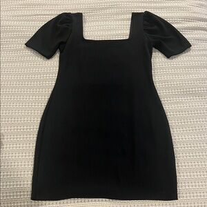 Club Monaco Black Mini Dress with Puff Sleeves